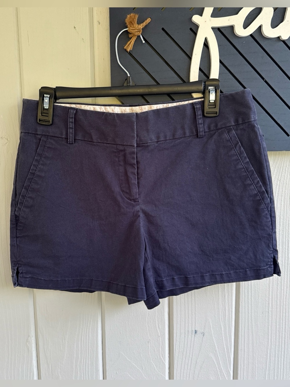 LOFT Navy Cotton Chino Shorts